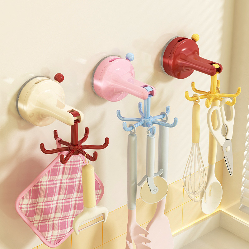 Kitchen Gadgets Rack - Suction Cup Rotating Kitchen Hook No