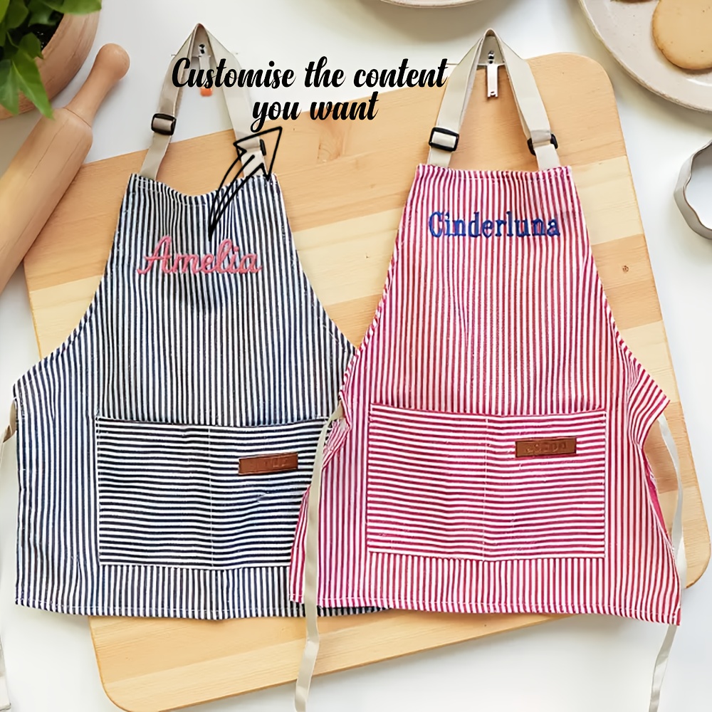 Embroidered Name Striped Apron - đánh giá và giá Kitchen Gadgets Name
